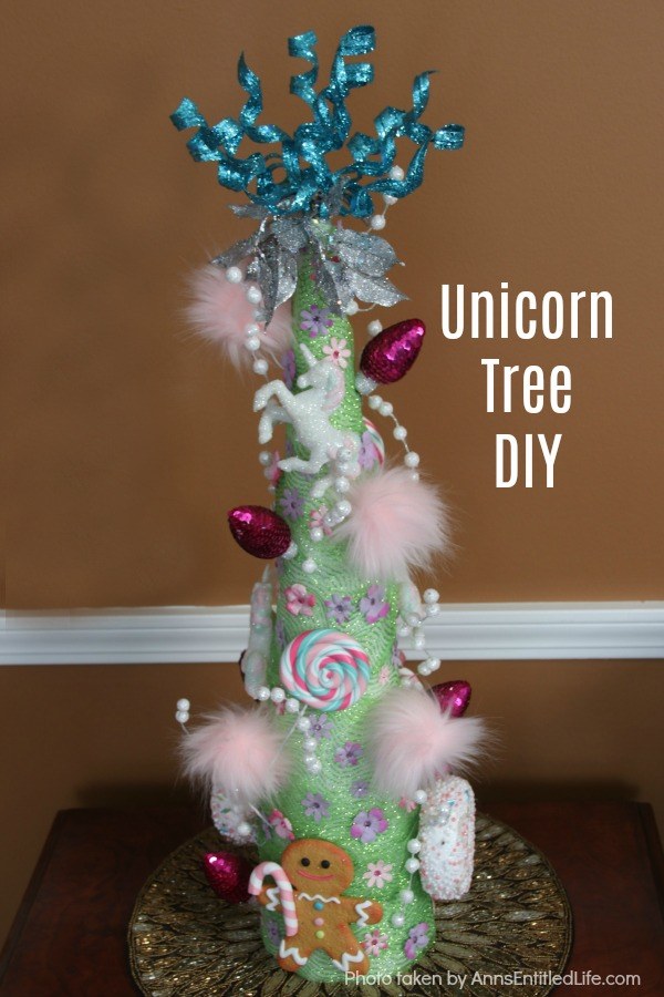 Unicorn Tree DIY. If you are looking for an easy to make Unicorn tree craft, this is the DIY for you! This is a beautiful, very quirky unicorn decoration full of bright, colors, as well as some sparkle and glitter. This wonky unicorn tree is a fun holiday, or unicorn party, decoration.