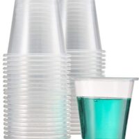 Durable, 3 OZ Plastic Shot Glasses/Clear Plastic Cup/Jello Shot Cups/Great For Bathroom/Tasting/Samples/Disposable, Clear and Fully Transparent. (100 Cups)