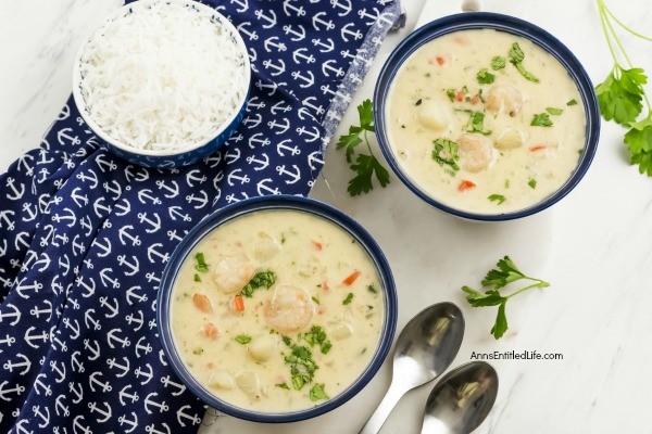 Creamy Seafood Soup Recipe. If you like seafood, you are going to love this fabulous, spicy, easy to make creamy seafood soup recipe! Loaded with shrimp and scallops, this seafood soup can be served by itself, or over rice, for a delicious dinner starter, or lunchtime meal.