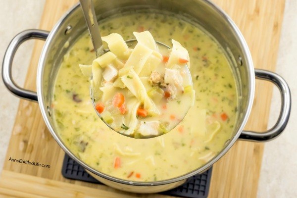 Creamy Turkey Soup Recipe. Use up those turkey leftovers and make this fabulous creamy turkey soup recipe! Loaded with vegetables, turkey, and egg noodles, this soup makes a perfect dinner on a chilly day. This turkey soup recipe is extremely easy to make; it is basically a toss the ingredients into the pot recipe you will not want to miss!