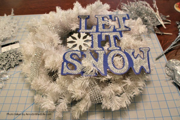 Let It Snow Wreath. This beautiful, blingy let it snow wreath is so easy to make! If you are looking for a fun and simple winter craft project to hang on your front door or over your fireplace mantel, you will want to make this sparkly winter wreath.