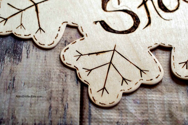 Wood Burned Snowflake Craft. Looking for some great winter decor? These easy to make wood burned snowflakes will look great hanging in your window, from a lamp or chandelier, or decorating your cupboards.