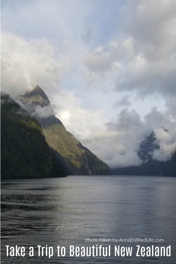 Photo of cloud covered hills in the New Zealand fiords