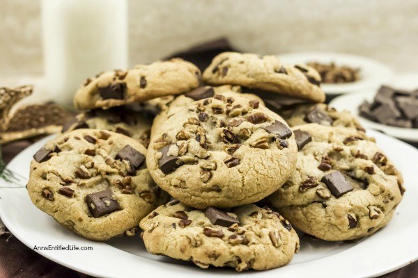 Brown Butter Pecan Chocolate Chunk Cookies Recipe. These fabulous brown butter pecan chocolate chunk cookies have a whiskey spiked nutty brown butter flavor with a large helping of chunks of chocolate. All your favorite cookie flavors packed are into one terrific cookie recipe! Your friends and family will love the chocolatey-nutty combination in this fantastic cookie recipe.