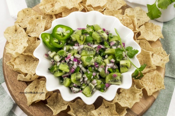 Zesty Kiwi jalapeño Salsa Recipe. Looking for a terrific salsa recipe that is a bit unusual? Try this fabulous zesty kiwi jalapeño salsa. Simple to make, this terrific kiwi jalapeño salsa recipe comes together in minutes. Perfect for parties, game-day, or just when you want a snack, this wonderful kiwi fruit salsa is one you will want to serve frequently!