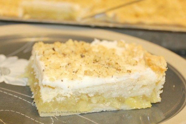 Pineapple Squares Recipe. A delicious Pineapple dessert recipe from my grandmother, who made these Pineapple Squares for many, many years. Combine the fresh taste of crushed pineapple in a flaky, tender crust with a sweet, creamy frosting for a wonderful, unique, Pineapple Squares Recipe.
