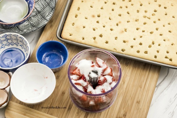 Strawberry Vanilla Poke Cake Recipe. This old fashioned, from scratch, vanilla poke cake uses fresh, homemade strawberry syrup for a natural fruity taste. This from scratch cake is easier to make than you think! Make this delicious strawberry vanilla poke cake recipe today!