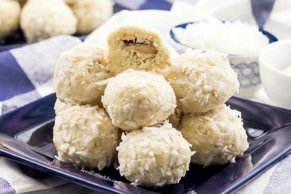 No-Bake Coconut Balls Recipe. It is a cookie! It is a candy! It is two treats in one. This is an easy to make, creamy and delicious no-bake coconut ball recipe with a nutty surprise in the middle. These coconut balls are delightful sweet treat your whole family will enjoy. Yum! 