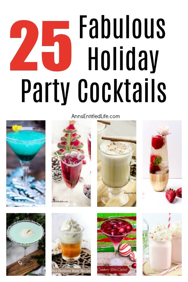 A collage of 8 holiday cocktails