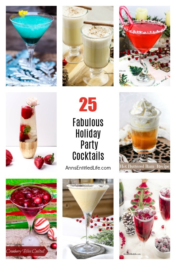 A collage of 8 holiday cocktails