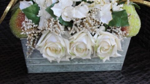 Winter Pear and Floral Table Centerpiece