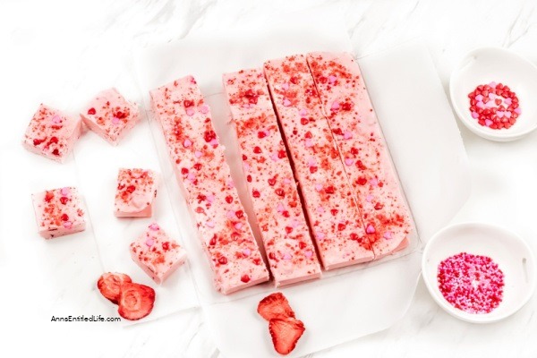 Strawberry Fudge Recipe. Made with freeze-dried strawberries, this fudge has a fresh strawberry taste! This strawberry fudge is the perfect fudge texture; not too brittle and not too soft or gooey. Easy-to-make, this fudge recipe is terrific for sharing, gifting, or when you want to indulge at home.