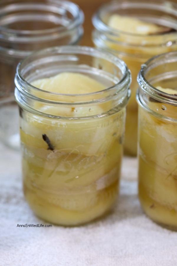 Canned Brandy Spiced Pears Recipe. 'Tis the season. If you have a lot of pears to preserve you will love this home canning recipe for pears. Rich and spicy, this canned pears recipe is the perfect way to preserve that fresh fruit bounty.