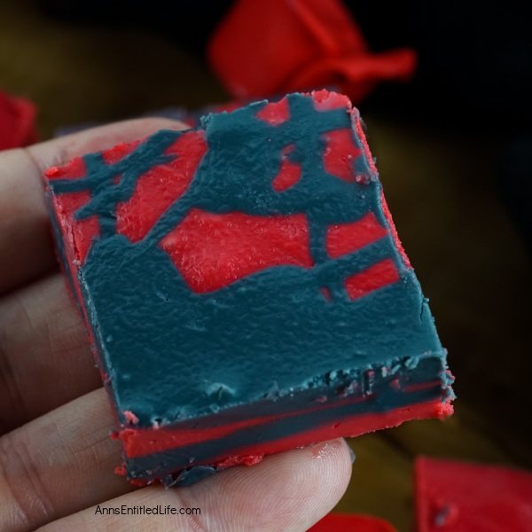Vampire Fudge Recipe. This easy 3-ingredient fudge is perfect for Halloween with its creepy vibe. Rich and delicious, the flavor of this Halloween fudge is fabulous. This simple fudge recipe is the perfect sweet treat for Halloween parties and get-togethers.