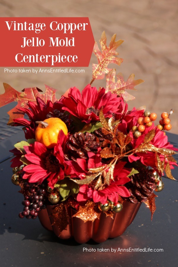 Front view of a centerpiece on an outdoor wicker side table