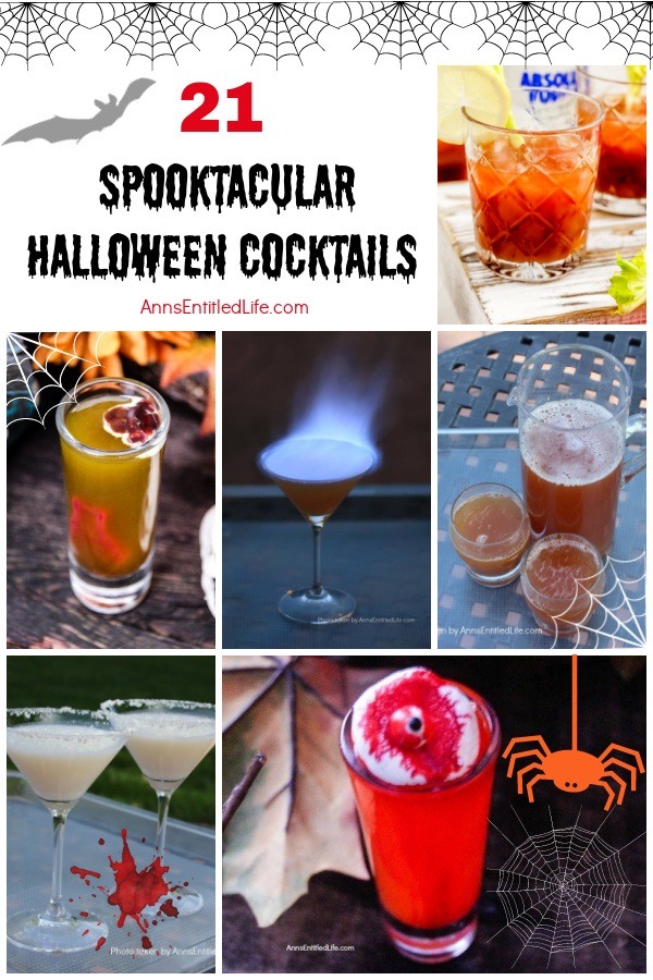a collage of Halloween cocktails