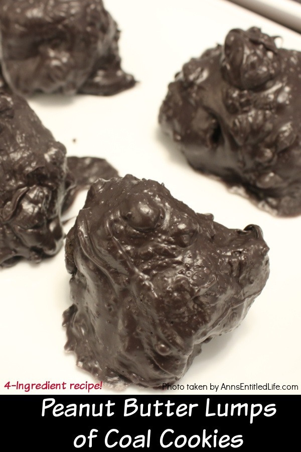 up-close view of a peanut butter lump of coal cookie, there are several in the background