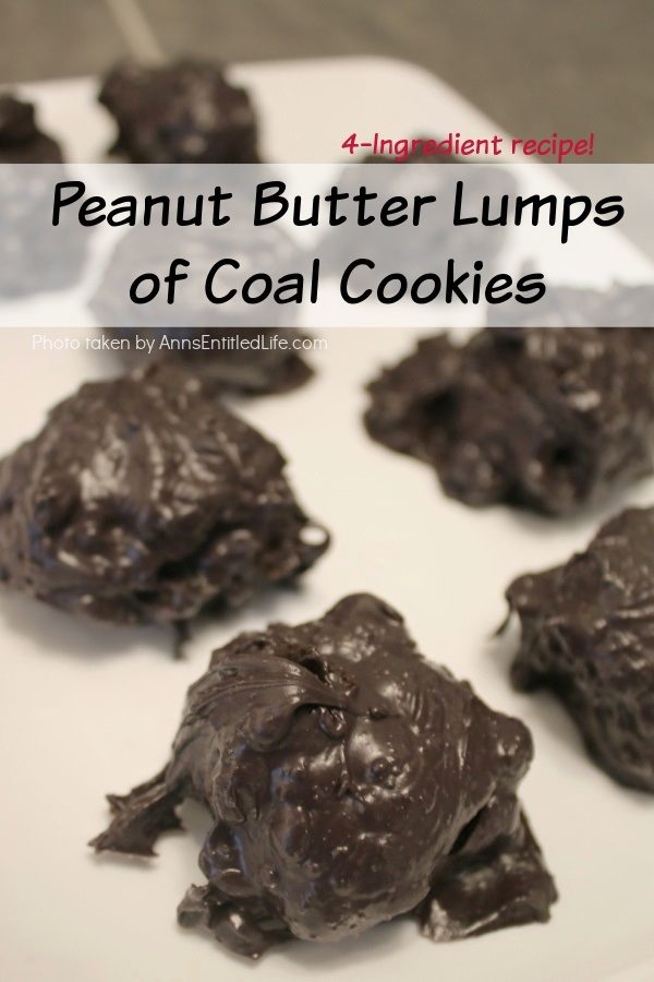 View of a peanut butter lump of coal cookies on a white plate
