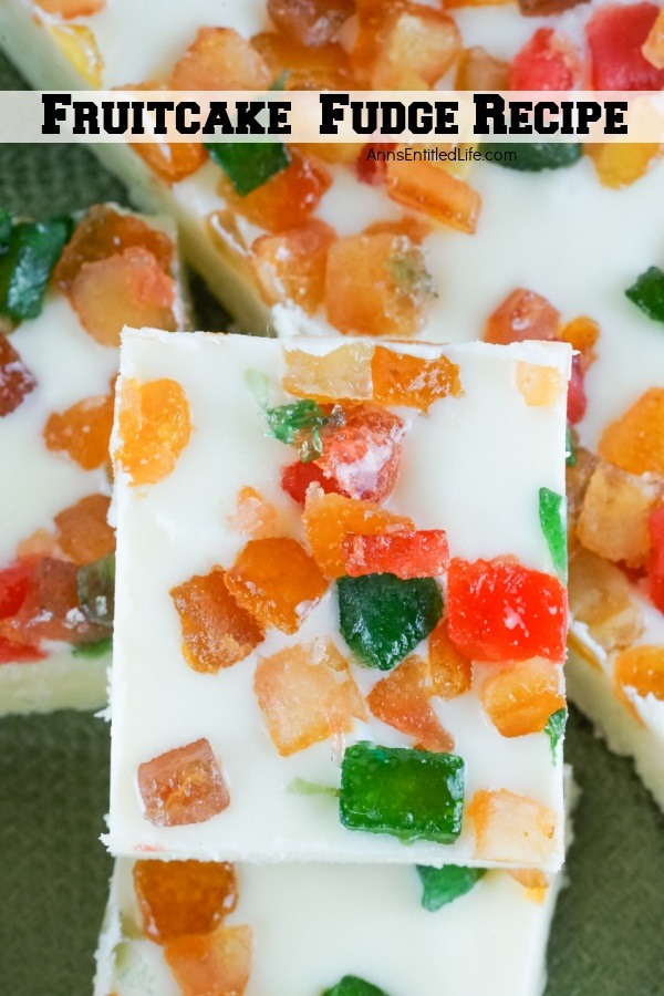 An upclose view of a stack of fruitcake fudge pieces