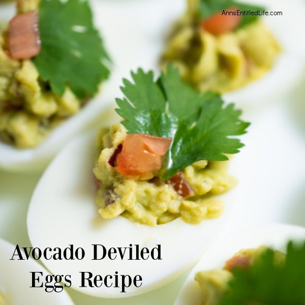 Avocado Deviled Eggs Recipe. These guacamole-inspired deviled eggs that are made with avocado, lime, tomato, and onion are simply delicious! Easy-to-make these avocado deviled eggs are a perfect party appetizer, great for picnics, tailgating, or for a snack for those on low-carb diets.