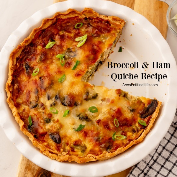 Broccoli and Ham Quiche Recipe. Use up your ham leftovers to make this easy quiche recipe! Broccoli, ham, cheese, and mushrooms combine for an easy to make this flavorful, delicious and satisfying Broccoli and Ham Quiche. Breakfast, lunch or dinner, this versatile quiche dish is sure to please your entire family.