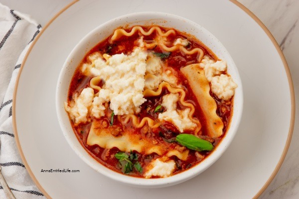 Lasagna Soup Recipe. If you love the taste of traditional lasagna you will love this lasagna soup! Fresh sausage, spices, tomatoes, and a nice cheesy mixture combine to make the best lasagna soup! Your whole family will love this easy-to-make soup.