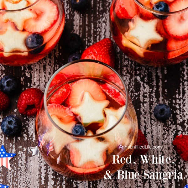 Red, White, and Blue Sangria Recipe. This Red, White, and Blue Sangria is simple to make. Bursting with juicy fruits and delicious flavors it is the perfect drink to celebrate Independence Day, Memorial Day, or any summer holiday.