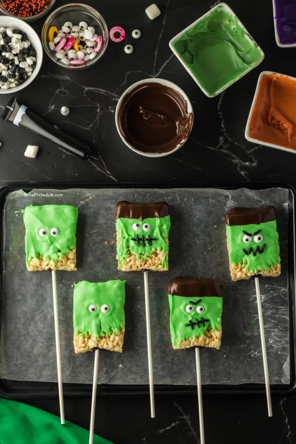 Easy Halloween Rice Crispy Treats Recipe. These easy Halloween crispy rice treats are the perfect solution for a Halloween party or lunchbox. These delicious Halloween treats are highly customizable and a fun decorating project for your whole family!