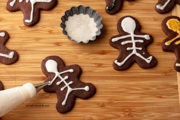 Skeleton Cookies Recipe. These fun and spooky skeleton cookies are a delicious Halloween treat that your little ghosts and goblins will love! Easy to make, these chocolate skeleton cookies will be a big hit at your next Halloween party, packed in a school lunchbox, or as an afternoon snack.