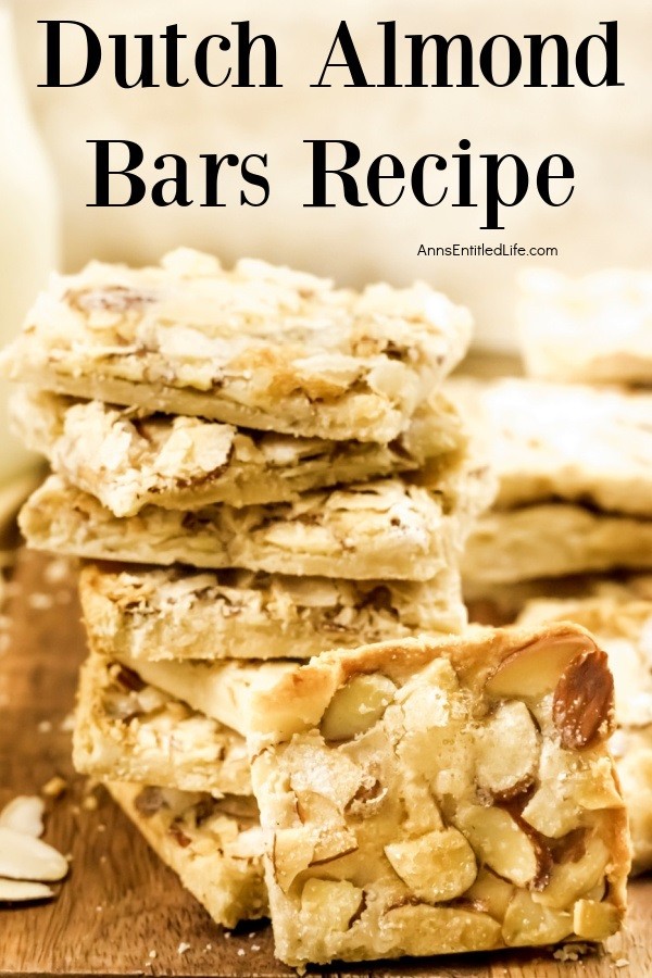 A stack of Dutch almond bars on a wooden cutting board