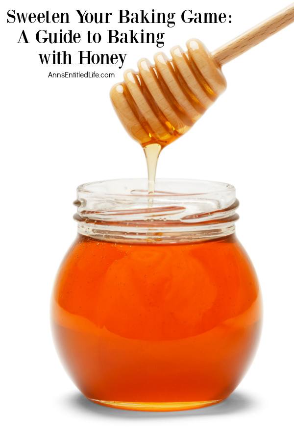 Honeycomb stick dripping honey into a full, clear jar below.