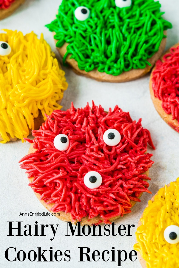 close-up photo of six hairy monster cookies