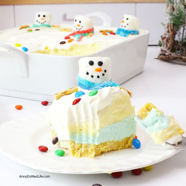 No-Bake Melted Snowman Cake Recipe | How to Make. This no-bake melted snowman lush dessert is a sweet, creamy winter wonderland of flavors. This cake is a combination of cheesecake and pudding and tastes marvelous.