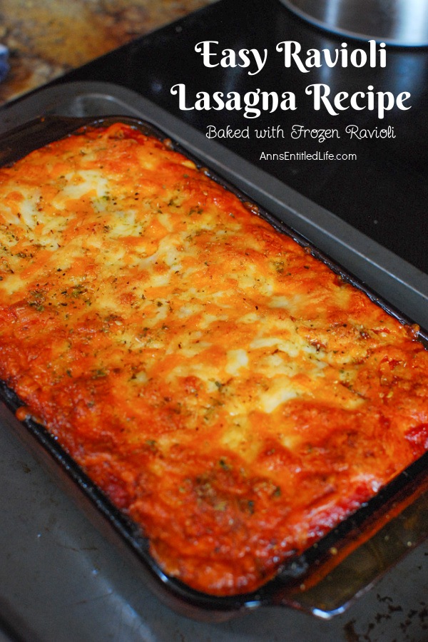 pan of ravioli lasagna set upon a stove