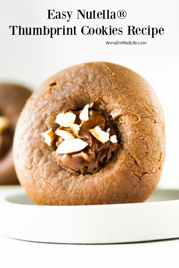 close-up of one nutella thumbprint cookies