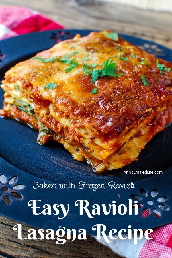 profile image of a piece of ravioli lasagna on a blue plate