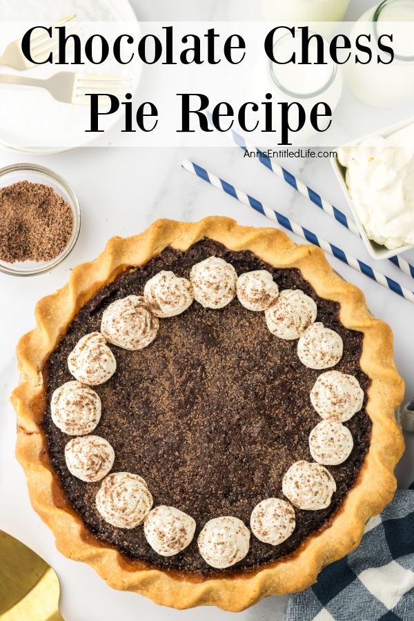 overhead view of a whole chocolate chess pie.