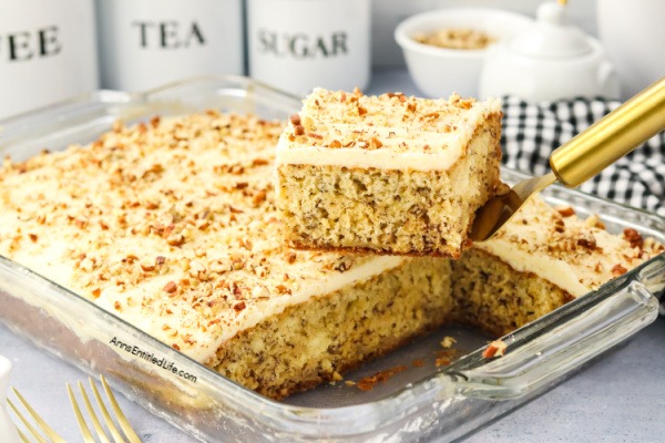 Banana Cake Recipe | Easy & Moist with Cream Cheese Frosting. Bake a delicious, moist banana cake topped with smooth cream cheese frosting. This easy recipe is perfect for using ripe bananas and makes a great dessert or snack.