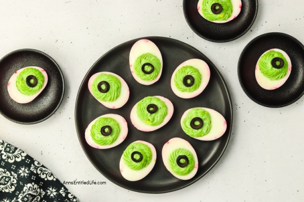 Eyeball Deviled Eggs Recipe for Creepy Halloween Snacks Eyeball Deviled Eggs Recipe for Creepy Halloween Snacks. Create spooky eyeball deviled eggs with this simple Halloween recipe. A creepy party snack that's easy to make and sure to grab everyone's attention.