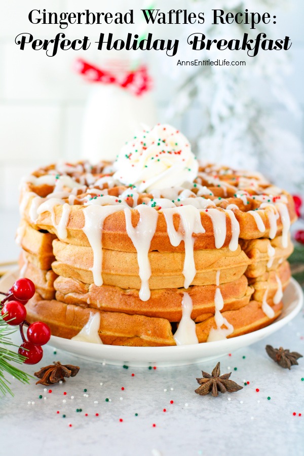 Gingerbread Waffles Recipe: Perfect Holiday Breakfast A stack of gingerbread waffles on a white plate