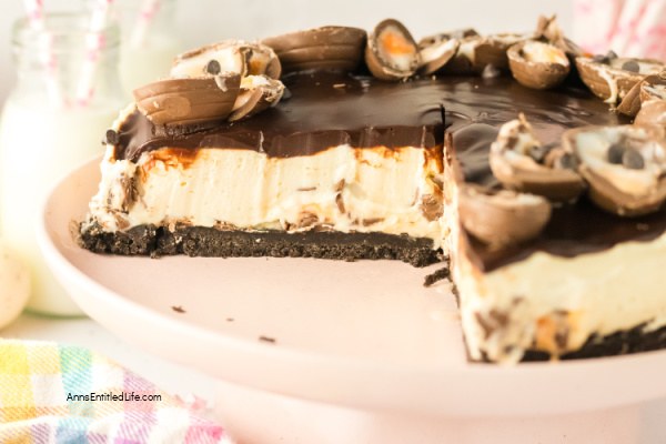 No-Bake Creme Eggs Cheesecake Recipe No-Bake Creme Eggs Cheesecake Recipe. This is a simple no-bake chocolate crème eggs cheesecake with chocolate crust, smooth cream cheese layer and embedded crème eggs. Perfect Easter treat using delicious ingredients for a decadent dessert everyone loves.