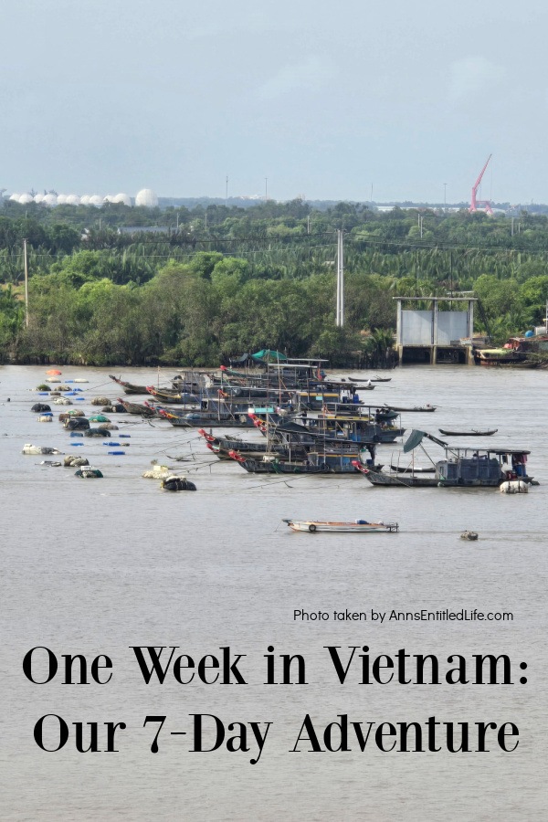 A row of Vietnamese junk boats