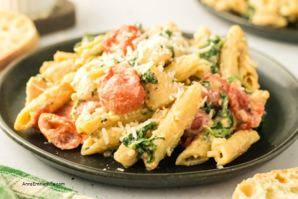 Creamy Tuscan Chicken Pasta Recipe - Easy 30-Minute Dinner. Creamy Tuscan chicken pasta with tender chicken, cherry tomatoes, spinach, garlic, and Parmesan in a rich sauce. Quick one-pan Italian-inspired meal ready in 30 minutes for weeknight dinners.