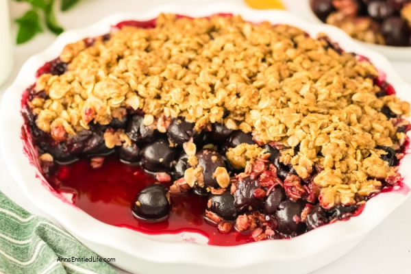 Easy Cherry Crisp Recipe (Made with Frozen Cherries). This easy-to-make cherry crisp recipe uses frozen cherries and a splash of bourbon for rich flavor under a crisp oat topping. Simple to prepare and ready in about an hour, this is a delicious dessert.