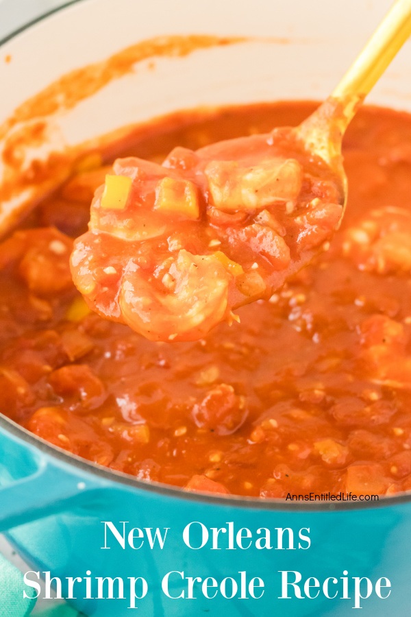 Up close view of a pot of shrimp creole.
