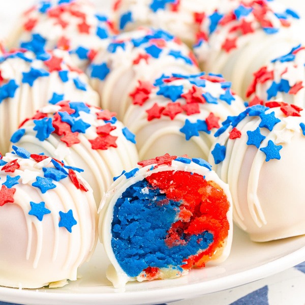 These cake balls deliver moist, sweet cake flavor in every bite with stunning patriotic colors that stand out on any table. Kid-friendly, portable, and perfect for portion control, these cake balls travel beautifully for outdoor gatherings.