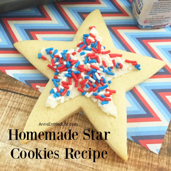 Homemade Star Cookies Recipe. A fun and festive star cookie treat, perfect for summer picnics, Independence Day celebrations and more! This delicious vanilla dough and accompanying vanilla frosting recipe will have your friends and family gobbling up these tasty Homemade Star Cookies!